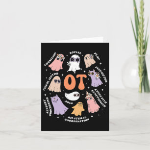 Therapist Scope Ot Halloween Retro Floral Ghost Card