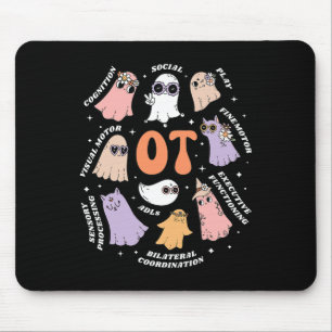 Therapist Scope Ot Halloween Retro Floral Ghost Mouse Pad