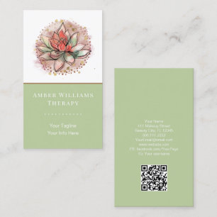Therapist Spa Succulent Yoga Healing QR Code Business Card