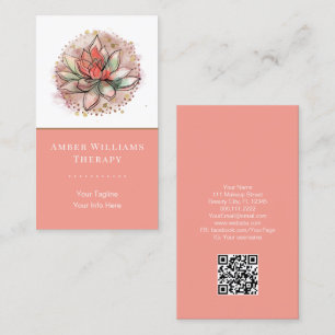 Therapist Spa Succulent Yoga Healing QR Code Business Card