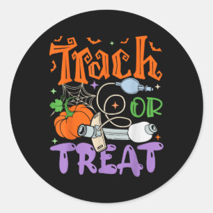 Therapist Trach Or Treat Icu Rn Halloween Nurse Classic Round Sticker