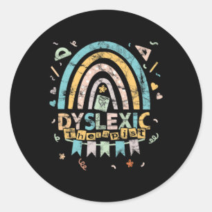 Therapist Vintage Rainbow Dyslexia Awarenes Classic Round Sticker