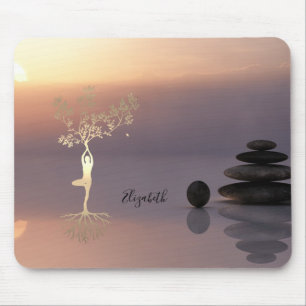 Therapist Zen Stones, Sunset Tree Silhouette Mouse Pad