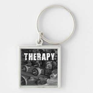 THERAPY (Barbells) - "Weight lifting" Motivational Key Ring