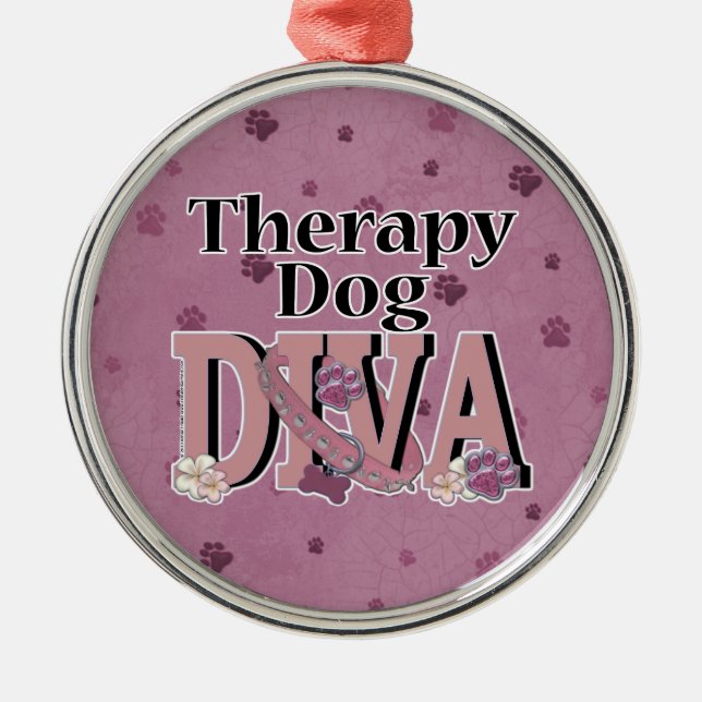 Therapy Dog DIVA Metal Tree Decoration (Front)