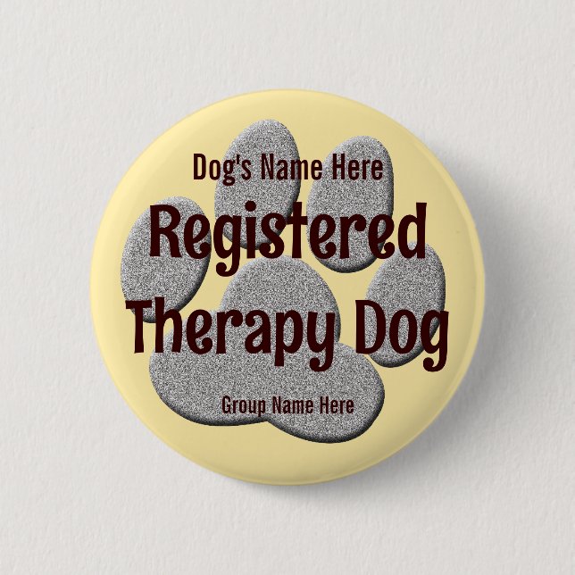 Therapy Dog ID 6 Cm Round Badge (Front)