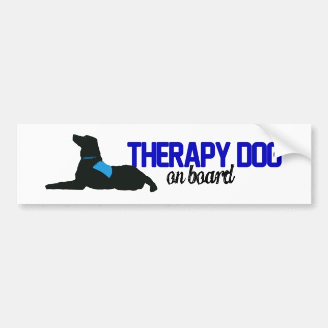 (Therapy) Dog on Board Blue Bumper Sticker (Front)