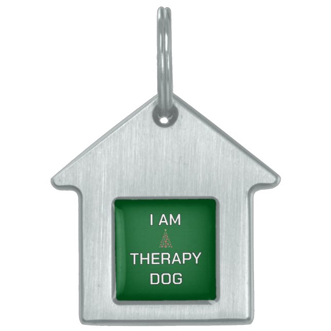 Therapy Dog Simple Christmas custom dog name tag (Front)