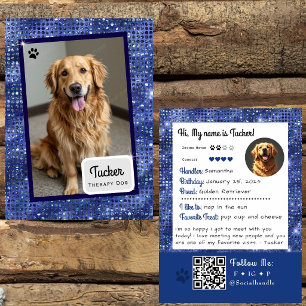 Therapy Dog Trading Card Blue Sparkle