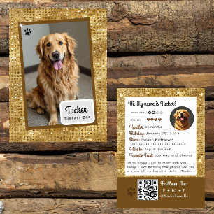 Therapy Dog Trading Card Gold Sparkle