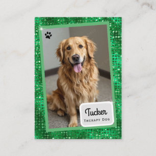 Therapy Dog Trading Card Green Sparkle
