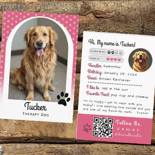 Therapy Dog Trading Card Pink QR Code