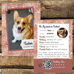 Therapy Dog Trading Card Pink Sparkle