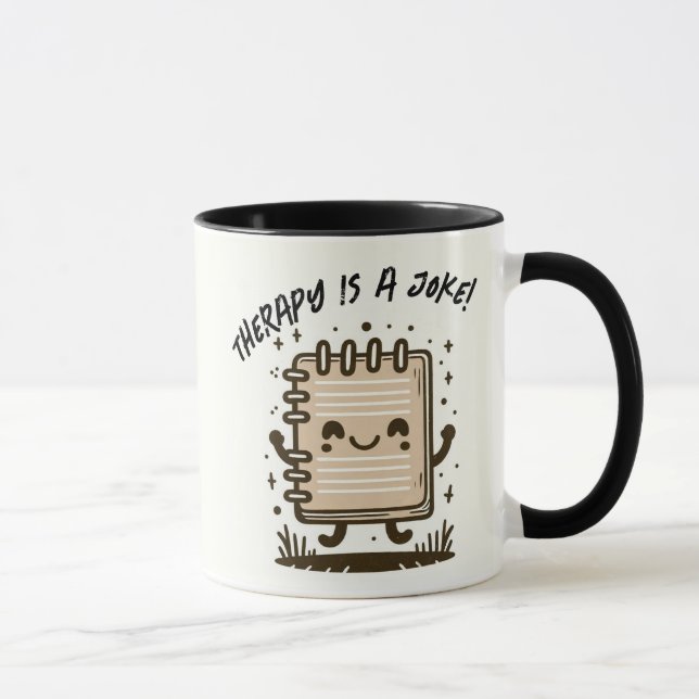 Therapy Is A Joke! Standup Comedy Notebook Mug (Right)