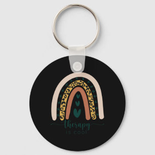 Therapy Is Cool Mental Health Awareness Rainbow Le Key Ring