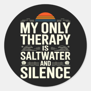 Therapy is r and Silence Beach Summer Casual Wear Classic Round Sticker