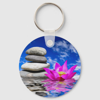 Therapy Rock Stones & Lotus Flower Key Ring