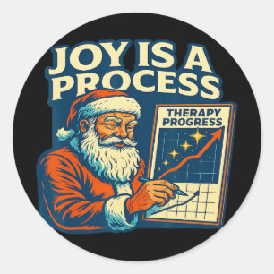 Therapy Santa Progress Journey Holiday Vibes Humou Classic Round Sticker