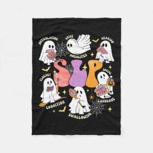 Therapy Spooky Slp Halloween Cute Ghost  Fleece Blanket