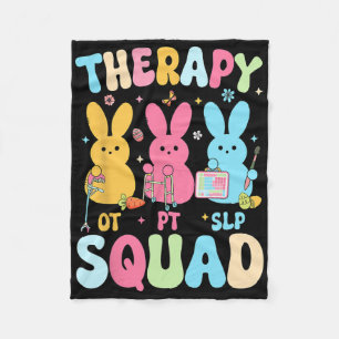 Therapy Squad Easter Day Slp Ot Pt Bunny Eggs Ther Fleece Blanket