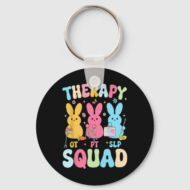 Therapy Squad Easter Day Slp Ot Pt Bunny Eggs Ther Key Ring (Front)