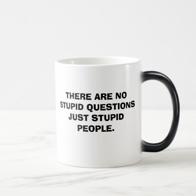 THERE ARE NO STUPID QUESTIONS JUST STUPID PEOPLE. MAGIC MUG (Right)