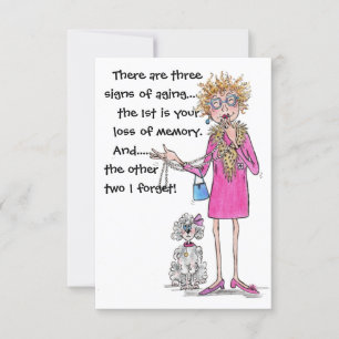 There Are Three Signs of Aging....coloured sketch RSVP Card