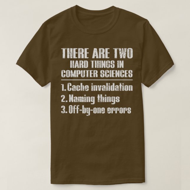 There Are Two Hard Things In Computer Science Prem T-Shirt (Design Front)
