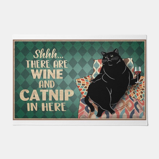 There Are Wine And Catnip In Here Doormat (Front)