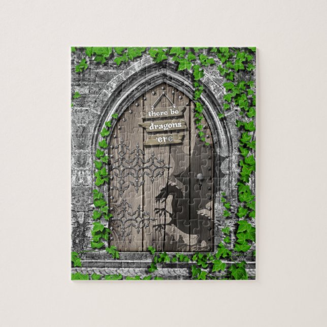 There be Dragons King Arthur Mediaeval Dragon Door Jigsaw Puzzle (Vertical)