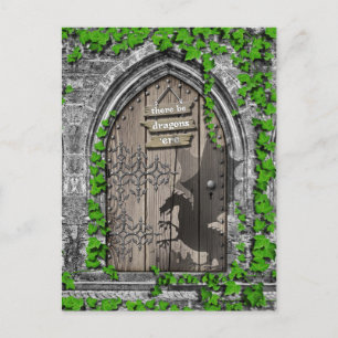 There be Dragons King Arthur Mediaeval Dragon Door Postcard