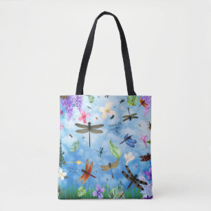 There Be Dragons Whimsical Dragonfly Design Tote Bag