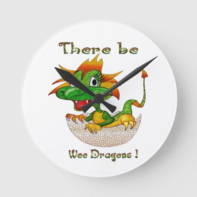 There Be Wee Dragons Round Clock (Front)