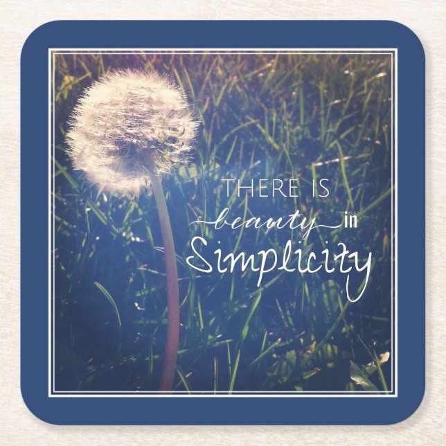 There Is Beauty In Simplicity Square Paper Coaster (Front)
