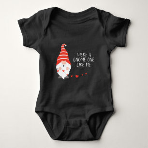 There Is Gnome One Like Me Red Pink Baby Bodysuit