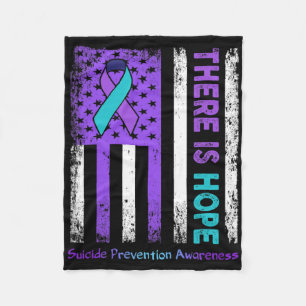 There Is Hope American Flag Suicide Prevention Awa Fleece Blanket