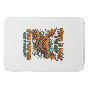 There Is Magic Halloween Monster Pumpkins Bat Wing Bath Mat