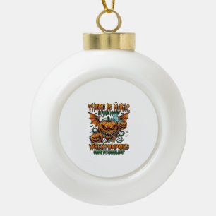 There Is Magic Halloween Monster Pumpkins Bat Wing Ceramic Ball Christmas Ornament