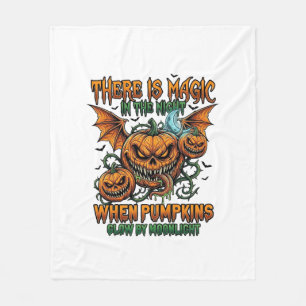 There Is Magic Halloween Monster Pumpkins Bat Wing Fleece Blanket