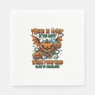 There Is Magic Halloween Monster Pumpkins Bat Wing Napkin