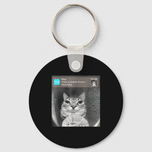 There is motion at front door funny cat meme camer key ring