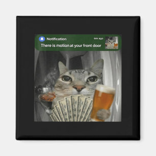 There Is Motion At Front Door Funny Cat Meme Money Magnet