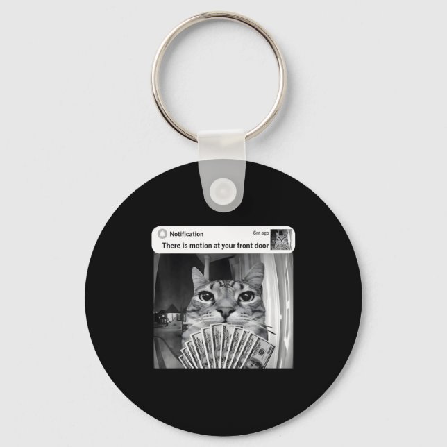 There is motion at front door funny cat motion mem key ring (Front)