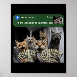 There is motion at front door funny cat motion mem poster