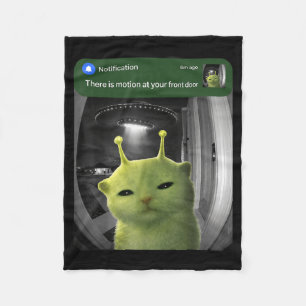 There is Motion At Front Door Funny Cat UFO Meme Fleece Blanket