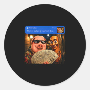 There is motion at front door tung tung tung john classic round sticker