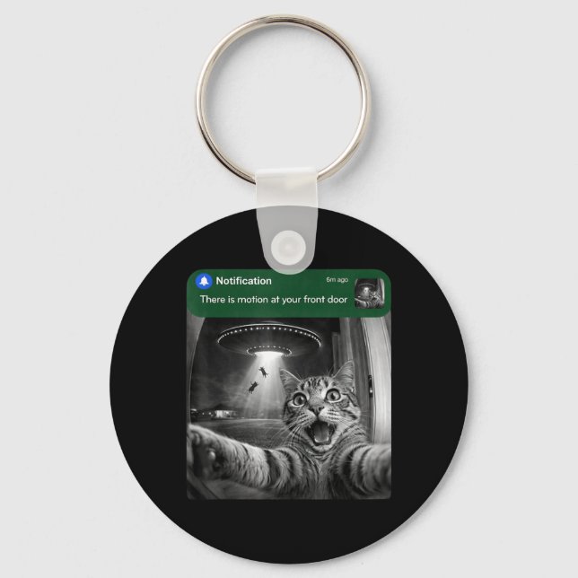There is Motion at Your Front Door Funny Cat Meme Key Ring (Front)