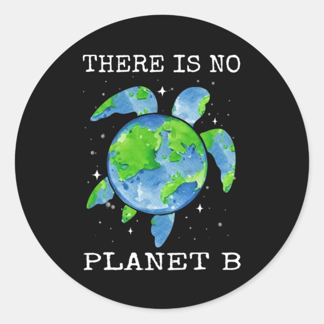 There Is No Planet B Turtle Design Earth Day Gifts Classic Round Sticker (Front)