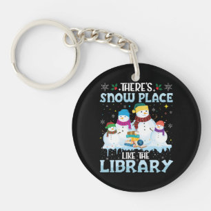 There is Snow Place Like The Library Christmas Key Ring