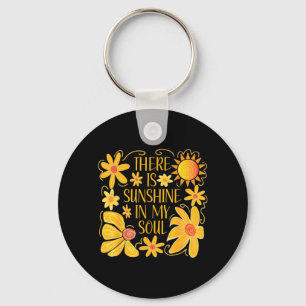 There Is Sunshine in Soul Vintage Yellow Floral Key Ring